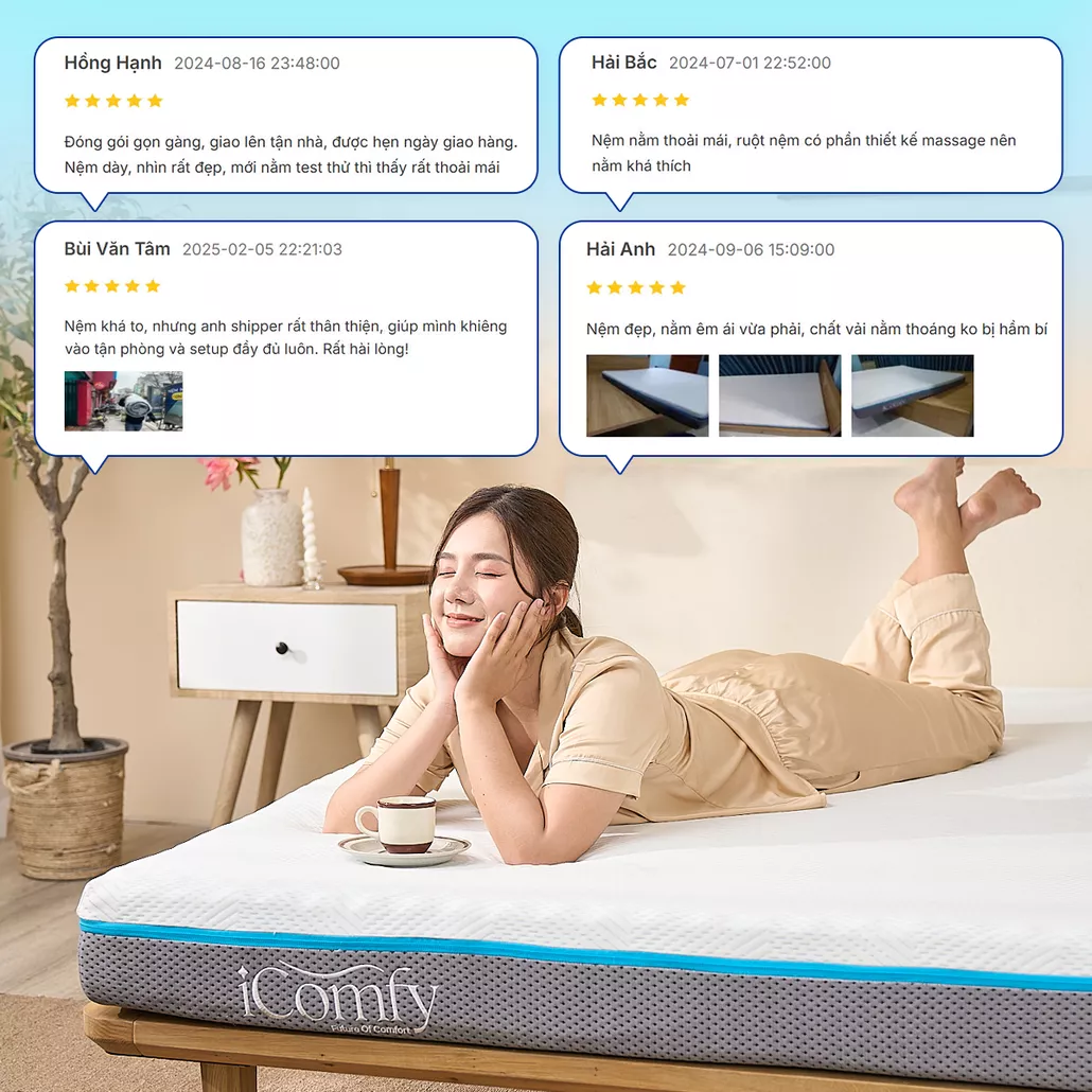 Nệm foam iComfy Coolax massage thoáng mát dày 15cm (BST Ngủ Mát) 19