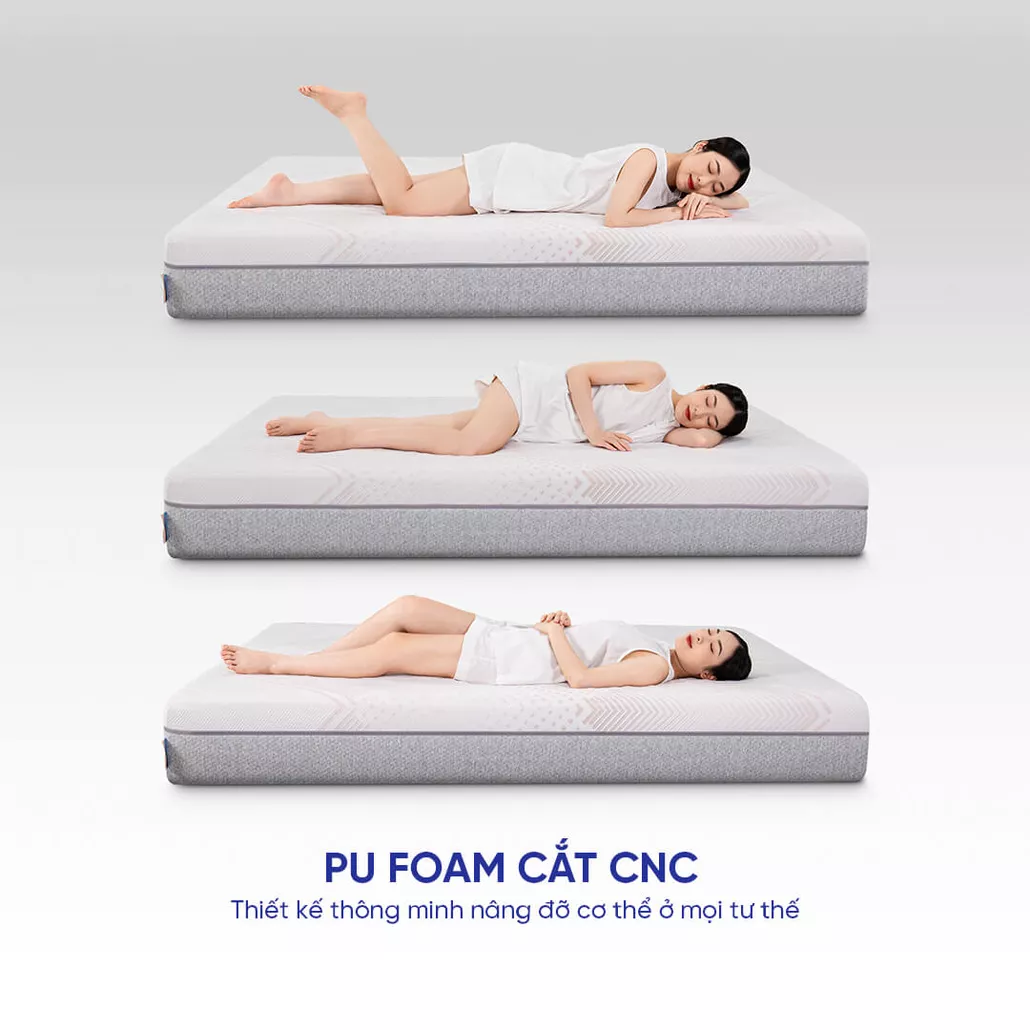 Nệm foam Comfy Lux 3.0 cao cấp tương thích toàn diện dày 25cm 10